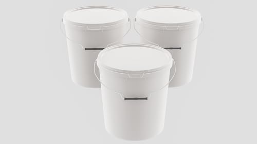 MARMOS-PLAST 3 x 20 Liter Eimer Set Weiß Kunststoffeimer mit Deckel stapelbarer Milch-/Vorratseimer Honigeimer Behälter Lebensmittelfreigabe Lebensmittelechte Leereimer für Mehl Wassereimer MARMOS-PLAST 3 x 20 Liter Eimer Set Weiß Kunststoffeimer mit Deckel stapelbarer Milch-/Vorratseimer Honigeimer Behälter Lebensmittelfreigabe Lebensmittelechte Leereimer für Mehl Wassereimer von MARMOS-PLAST