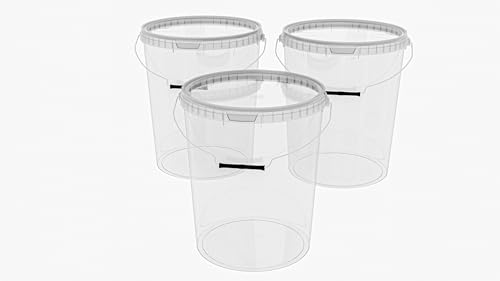 MARMOS-PLAST 3 x 25 Liter Eimer Set transparenter Kunststoffeimer mit Deckel stapelbarer Milch-/Vorratseimer Honigeimer Behälter Lebensmittelfreigabe Lebensmittelechte Leereimer für Mehl Wassereimer MARMOS-PLAST 3 x 25 Liter Eimer Set transparenter Kunststoffeimer mit Deckel stapelbarer Milch-/Vorratseimer Honigeimer Behälter Lebensmittelfreigabe Lebensmittelechte Leereimer für Mehl Wassereimer von MARMOS-PLAST