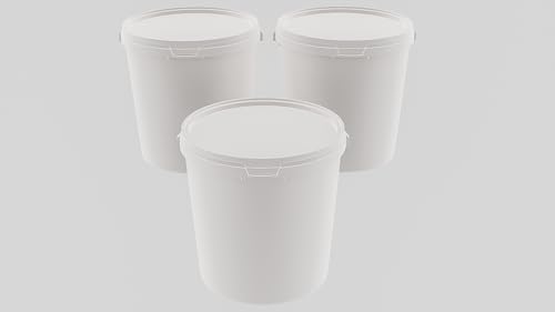 MARMOS-PLAST 3 x 30 Liter Eimer Set Weiß Kunststoffeimer mit Deckel stapelbarer Milch-/Vorratseimer Honigeimer Behälter Lebensmittelfreigabe Lebensmittelechte Leereimer für Mehl Wassereimer MARMOS-PLAST 3 x 30 Liter Eimer Set Weiß Kunststoffeimer mit Deckel stapelbarer Milch-/Vorratseimer Honigeimer Behälter Lebensmittelfreigabe Lebensmittelechte Leereimer für Mehl Wassereimer von MARMOS-PLAST