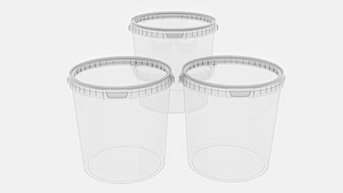 MARMOS-PLAST 3 x 30 Liter Eimer Set transparenter Kunststoffeimer mit Deckel stapelbarer Milch-/Vorratseimer Honigeimer Behälter Lebensmittelfreigabe Lebensmittelechte Leereimer für Mehl Wassereimer MARMOS-PLAST 3 x 30 Liter Eimer Set transparenter Kunststoffeimer mit Deckel stapelbarer Milch-/Vorratseimer Honigeimer Behälter Lebensmittelfreigabe Lebensmittelechte Leereimer für Mehl Wassereimer von MARMOS-PLAST