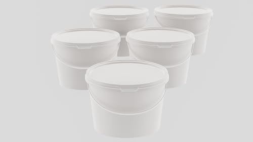 MARMOS-PLAST 5 x 10 Liter Eimer Set Weiß Kunststoffeimer mit Deckel stapelbarer Milch-/Vorratseimer Honigeimer Behälter Lebensmittelfreigabe Lebensmittelechte Leereimer für Mehl Wassereimer MARMOS-PLAST 5 x 10 Liter Eimer Set Weiß Kunststoffeimer mit Deckel stapelbarer Milch-/Vorratseimer Honigeimer Behälter Lebensmittelfreigabe Lebensmittelechte Leereimer für Mehl Wassereimer von MARMOS-PLAST