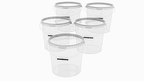 MARMOS-PLAST 5 x 20 Liter Eimer Set transparenter Kunststoffeimer mit Deckel stapelbarer Milch-/Vorratseimer Honigeimer Behälter Lebensmittelfreigabe Lebensmittelechte Leereimer für Mehl Wassereimer MARMOS-PLAST 5 x 20 Liter Eimer Set transparenter Kunststoffeimer mit Deckel stapelbarer Milch-/Vorratseimer Honigeimer Behälter Lebensmittelfreigabe Lebensmittelechte Leereimer für Mehl Wassereimer von MARMOS-PLAST