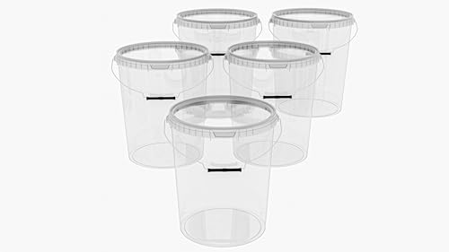 MARMOS-PLAST 5 x 25 Liter Eimer Set transparenter Kunststoffeimer mit Deckel stapelbarer Milch-/Vorratseimer Honigeimer Behälter Lebensmittelfreigabe Lebensmittelechte Leereimer für Mehl Wassereimer MARMOS-PLAST 5 x 25 Liter Eimer Set transparenter Kunststoffeimer mit Deckel stapelbarer Milch-/Vorratseimer Honigeimer Behälter Lebensmittelfreigabe Lebensmittelechte Leereimer für Mehl Wassereimer von MARMOS-PLAST