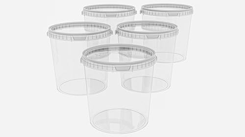 MARMOS-PLAST 5 x 30 Liter Eimer Set transparenter Kunststoffeimer mit Deckel stapelbarer Milch-/Vorratseimer Honigeimer Behälter Lebensmittelfreigabe Lebensmittelechte Leereimer für Mehl Wassereimer MARMOS-PLAST 5 x 30 Liter Eimer Set transparenter Kunststoffeimer mit Deckel stapelbarer Milch-/Vorratseimer Honigeimer Behälter Lebensmittelfreigabe Lebensmittelechte Leereimer für Mehl Wassereimer von MARMOS-PLAST