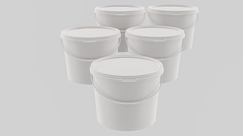 MARMOS-PLAST 5 x 5 Liter Eimer Set Weiß Kunststoffeimer mit Deckel stapelbarer Milch-/Vorratseimer Honigeimer Behälter Lebensmittelfreigabe Lebensmittelechte Leereimer für Mehl Wassereimer MARMOS-PLAST 5 x 5 Liter Eimer Set Weiß Kunststoffeimer mit Deckel stapelbarer Milch-/Vorratseimer Honigeimer Behälter Lebensmittelfreigabe Lebensmittelechte Leereimer für Mehl Wassereimer von MARMOS-PLAST