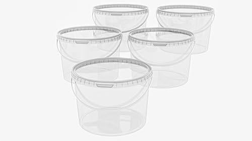 MARMOS-PLAST 5 x 5 Liter Eimer Set transparenter Kunststoffeimer mit Deckel stapelbarer Milch-/Vorratseimer Honigeimer Behälter Lebensmittelfreigabe Lebensmittelechte Leereimer für Mehl Wassereimer MARMOS-PLAST 5 x 5 Liter Eimer Set transparenter Kunststoffeimer mit Deckel stapelbarer Milch-/Vorratseimer Honigeimer Behälter Lebensmittelfreigabe Lebensmittelechte Leereimer für Mehl Wassereimer von MARMOS-PLAST
