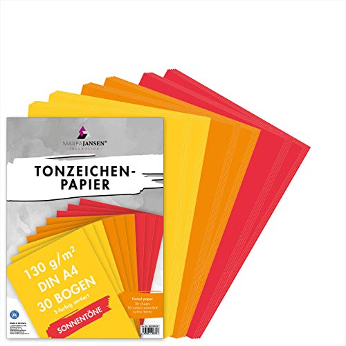 MarpaJansen Tonzeichenpapier 3 Sonnentöne, DIN A4, 30 Bogen, 130g/qm von MARPAJANSEN