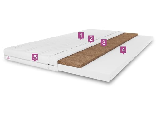 MARPUR Matratzentopper TOP5, Kokosauflage Größe: 90x200x5, Ink. Bezug, Matratzen Topper Frabe: Weiß, hart: H4 von MARPUR