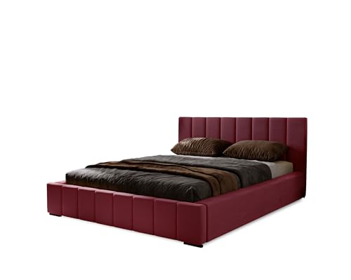 MARPUR Polsterbett Nero mit Kopfteil, 180x200 cm, Doppelbett mit Bettkasten und Lattenrost aus Holz, Velourstoff: Burgund MARPUR Polsterbett Nero mit Kopfteil, 180x200 cm, Doppelbett mit Bettkasten und Lattenrost aus Holz, Velourstoff: Burgund von MARPUR