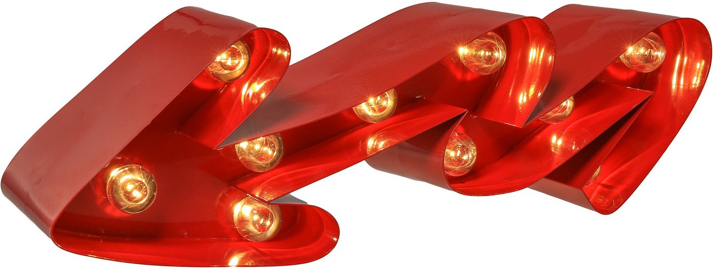 MARQUEE LIGHTS LED Dekolicht Curved Arrow, LED fest integriert, Warmweiß, Wandlampe, Tischlampe Curved Arrow mit 10 festverbauten LEDs - 38x12cm von MARQUEE LIGHTS