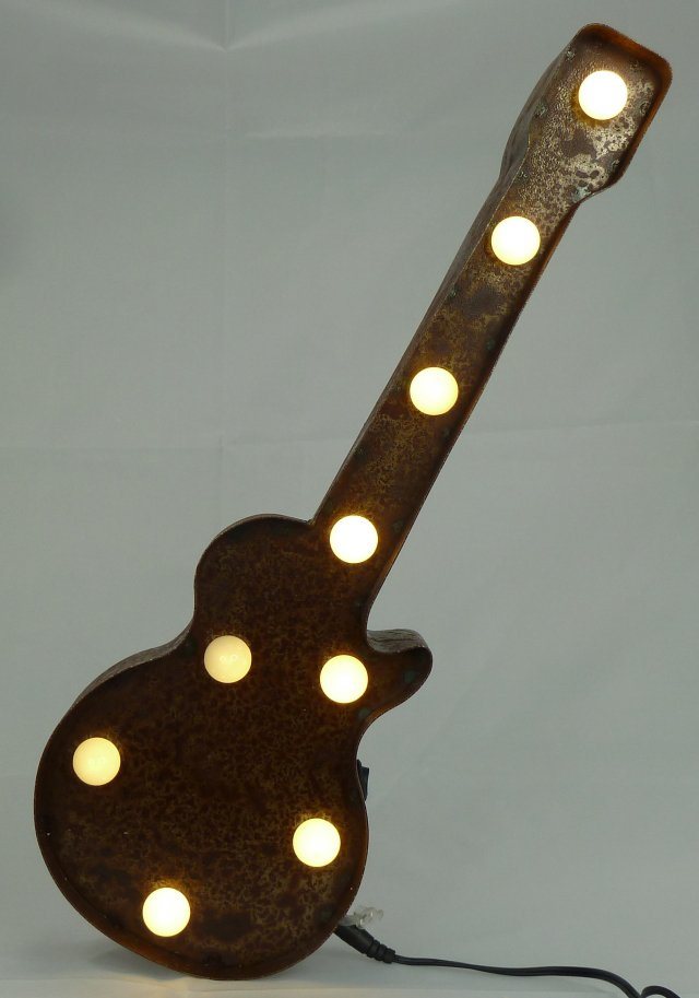 MARQUEE LIGHTS LED Dekolicht Old Guitar, LED fest integriert, Warmweiß, Wandlampe, Tischlampe Old Guitar mit 9 festverbauten LEDs - 38x13 cm von MARQUEE LIGHTS