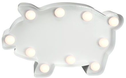 MARQUEE LIGHTS LED Dekolicht Pig, LED fest integriert, Warmweiß, Wandlampe, Tischlampe Pig mit 10 festverbauten LEDs - 23x14 cm von MARQUEE LIGHTS