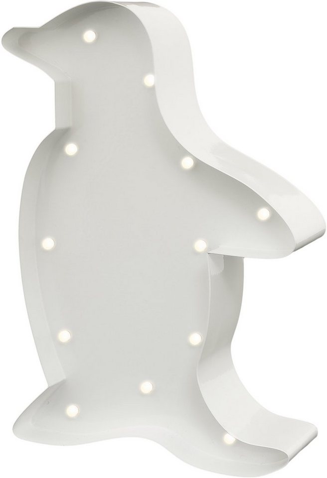 MARQUEE LIGHTS LED Dekolicht Pinguin, LED fest integriert, Warmweiß, Wandlampe, Tischlampe Penguin mit 12 festverbauten LEDs - 16x23 cm von MARQUEE LIGHTS