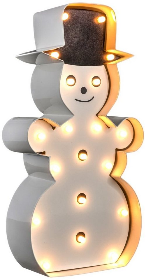MARQUEE LIGHTS LED Dekolicht Snowman, LED fest integriert, Warmweiß, Wandlampe, Tischlampe Snowman mit 19 festverbauten LEDs - 12x23 cm von MARQUEE LIGHTS