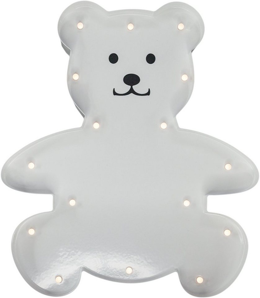 MARQUEE LIGHTS LED Dekolicht Teddy, LED fest integriert, Warmweiß, Wandlampe, Tischlampe Teddy mit 18 festverbauten LEDs - 20x23 cm von MARQUEE LIGHTS