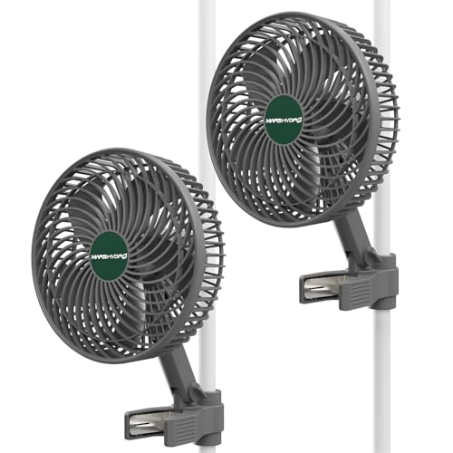 MARS HYDRO Upgrade 2-Stück M6 Clip Ventilator Grow Oszillierend Leise Klein for Growzelt, 10 Geschwindigkeitsstufen, Grow Ventilator Oszillierend Klemmbar mini Fan für growzelt, APP/WiFi Steuerung von MARS HYDRO