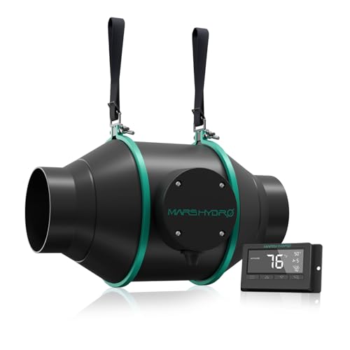 MARS HYDRO 4 Inch Inline Fan with Temperature and Humidity Controller, Ventilation Exhaust Fan for Hydroponics Grow Tent, Easy to Install von MARS HYDRO
