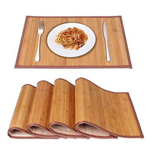 Bambus Tischsets für Esstisch, Tischsets Set von 4,Fleck-resistent, hitzebeständige Platzmatten, langlebige und robuste Essplatz Matten für Küchentisch (30 * 44cm, Original) von MARSCOOL