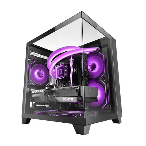 Mars Gaming MC-3CM, Gaming MicroATX Gehäuse, 3D-Panoramasicht mit Dreifach-Tempered-Glas, Doppelkammert-Seitenaufbau, Vollständige Unterstützung Wasserkühlung, Kabelmanagement, PC-Minigehäuse, Schwarz von Mars Gaming