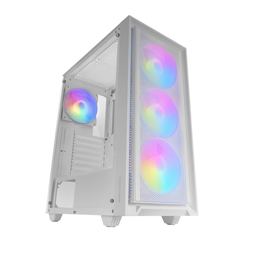 MARSGAMING MC-AIR, Gaming ATX-Gehäuse, 4X FRGB Rainbow 120mm Lüfter, Mesh-Frontpanel, Komplettes Seitliches Hartglasfenster, Doppelkammersystem, Unterstützung für Wasserkühlung, Weiß MARSGAMING MC-AIR, Gaming ATX-Gehäuse, 4X FRGB Rainbow 120mm Lüfter, Mesh-Frontpanel, Komplettes Seitliches Hartglasfenster, Doppelkammersystem, Unterstützung für Wasserkühlung, Weiß von Mars Gaming