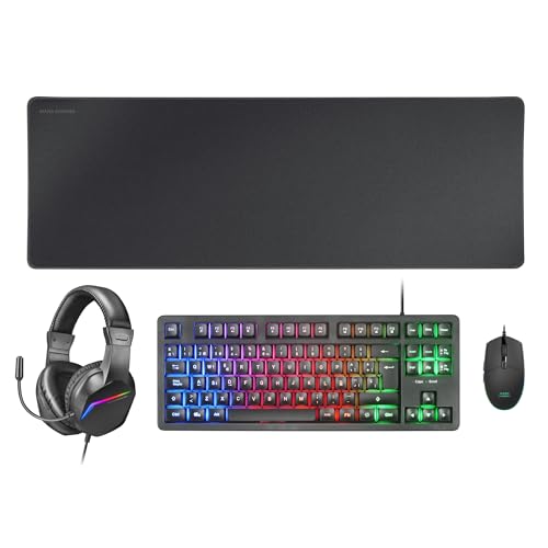 MARSGAMING MCP-RGB3, Pack Gaming-Tastatur Fixed RGB + Gaming-Maus RGB Flow 3200 DPI + Headset Over-Ear RGB + XXL Mousepad, Schwarz, Französische Sprache von Mars Gaming