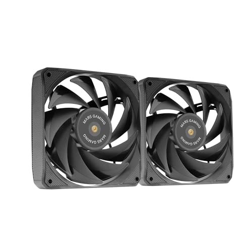 Mars Gaming MF-NCLX2, Kit 2X Ultra-Leise 120mm Lüfter, Hybridblatt-Design, 2-in-1 Lüfter mit Hyperbalanced FDB Kupferlager, PWM-Anschluss-System, Anti-Vibrations-Pads, Schwarz von Mars Gaming