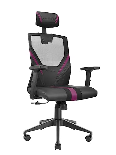 Mars Gaming MGC-Ergo Violett, Ergonomischer Gaming Stuhl, Atmungsaktives Mesh, Einstellbare Nacken + Lendenwirbelstütze + Armlehnen von MARSGAMING