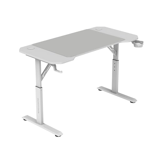 Mars Gaming MGD-ERGO120, Höhenverstellbarer Gaming-Tisch 3 Positionen, Ergonomische Oberfläche, Metallstruktur, XXL-Mauspad, Headset- und Getränkehalter, Kabelmanagement, Gaming Desk 120x60cm, Weiß Mars Gaming MGD-ERGO120, Höhenverstellbarer Gaming-Tisch 3 Positionen, Ergonomische Oberfläche, Metallstruktur, XXL-Mauspad, Headset- und Getränkehalter, Kabelmanagement, Gaming Desk 120x60cm, Weiß von Mars Gaming
