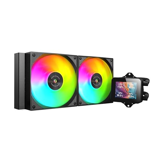Mars Gaming ML-VISION240, Flüssigkeitskühlung AIO, TDP 500W, 2x ARGB-Lüfter mit Kupfer und Aluminium-FDB-Kern, 4:3 IPS LCD-Display mit 360° Rotation und Software, Universeller Multisockel, Schwarz von Mars Gaming