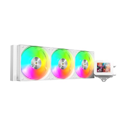 Mars Gaming ML-VISION360, Flüssigkeitskühlung AIO, TDP 600W, 3x ARGB-Lüfter mit Kupfer und Aluminium-FDB-Kern, 4:3 IPS LCD-Display mit 360° Rotation und Software, Universeller Multisockel, Weiß von Mars Gaming