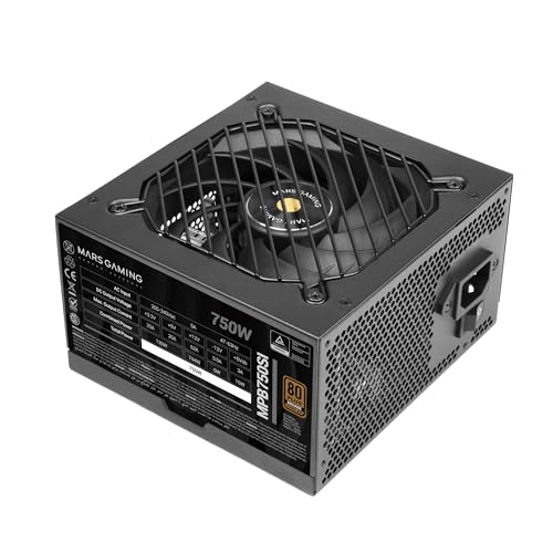 Mars Gaming MPB750SI, PC-ATX-Netzteil 750W, 7 Jahre Garantie, 80Plus Bronze 230V, 90% Effizienz, SI Extreme Silence Lüfter mit Kupferkern, AI2-RPM-, DC-DC- und SMD-Technologien, Schwarz von Mars Gaming