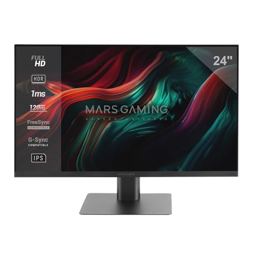 MARSGAMING MV-24, Monitor 24“ IPS FHD 120Hz, HDR10 1ms, FreeSync und G-SYNC, PC-Monitor Integrierten Speakern, 25° Neigung, Low Blue Light und Flicker Free, HDMI + DisplayPort + Jack 3,5mm, Schwarz MARSGAMING MV-24, Monitor 24“ IPS FHD 120Hz, HDR10 1ms, FreeSync und G-SYNC, PC-Monitor Integrierten Speakern, 25° Neigung, Low Blue Light und Flicker Free, HDMI + DisplayPort + Jack 3,5mm, Schwarz von Mars Gaming