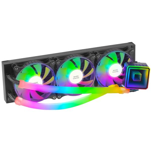 Mars Gaming ML-ULTRA360 Schwarz, Flüssigkeitskühlung CPU, TDP 650W, Infinite Spiegel, 3 Silent FDB ARGB Lüfter, ARGB Röhren, Universal Multisocket von Mars Gaming