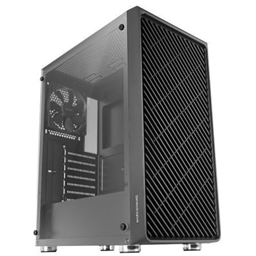 Mars Gaming MC-3000 Schwarz, ATX Gaming Semitower, Vollvergütetes Glasfenster, Metal-Mesh Front, 4X 120mm Lüfter von Mars Gaming