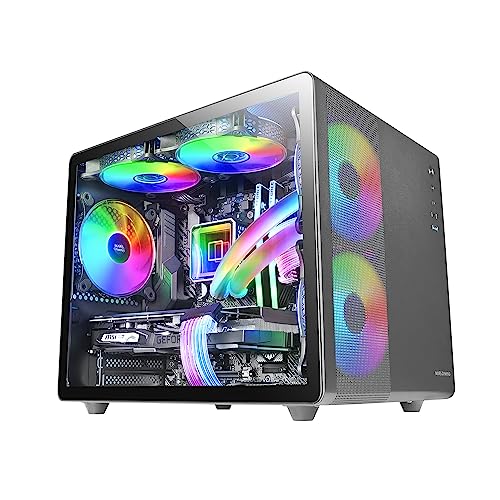 Mars Gaming MC-400 Schwarz, Kompaktes Micro-ATX-Gaming-Gehäuse, Volles Seitenfenster Gehärtetem Glas, 3X 120mm FRGB-Lüfter, Volles Mesh-Seitenteil von MARSGAMING