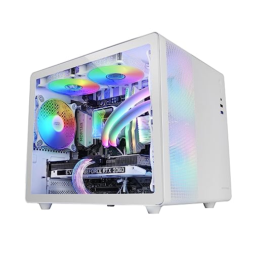 Mars Gaming MC-400 Schwarz, Kompaktes Micro-ATX-Gaming-Gehäuse, Volles Seitenfenster Gehärtetem Glas, 3X 120mm FRGB-Lüfter, Volles Mesh-Seitenteil, Weiß von MARSGAMING