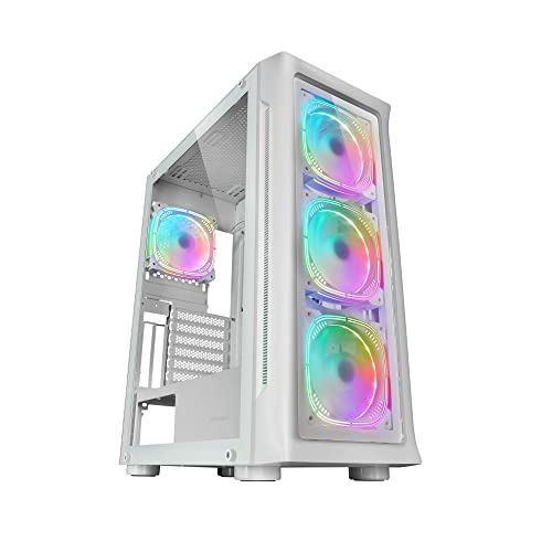 Mars Gaming MC-NEO Weiß, XXL E-ATX Gaming Tower, Gehärtetes Glas Seiten und Frontfenster, 4X ARGB 120mm Lüfter + 120mm Lüfter, CPU Freezer System von MARSGAMING