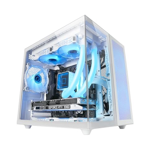 Mars Gaming MC-NOVAM Weiß, Custom MicroATX Compact Gehäuse, Dual Window Durchgehend Gehärtetes Glas, Modularer Rahmen Kammern, Frontgrill, Unterstützung Flüssigkeitskühlung, USB-C Anschluss von MARSGAMING