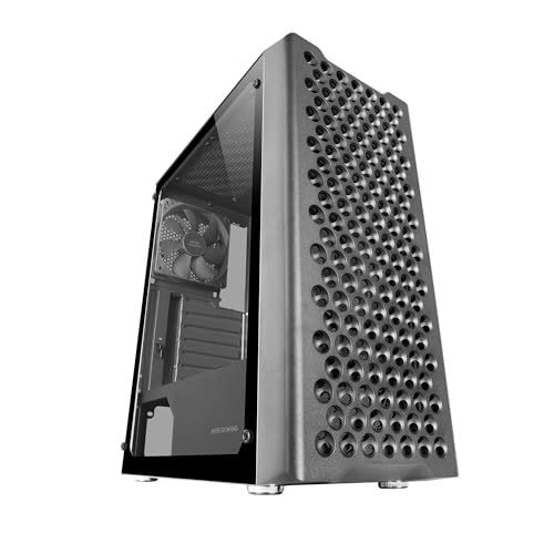 Mars Gaming MC-iPRO, Professionelles ATX-Gehäuse, 3D-Mesh-Frontgitter, Seitenfenster aus Gehärtetem Glas, Ultraleiser 12-cm-FDB-Lüfter, PC-Gehäuse mit Flüssigkeitskühlungsunterstützung, Schwarz von Mars Gaming
