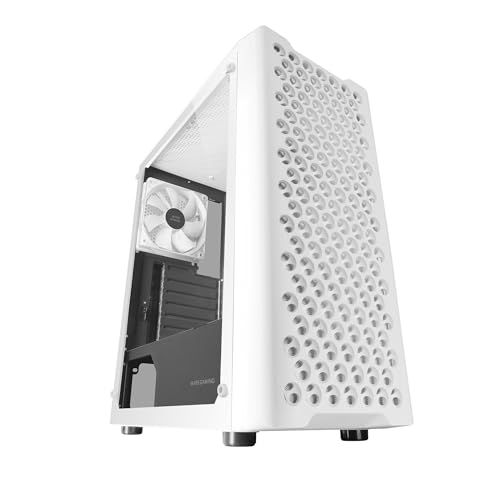 Mars Gaming MC-iPRO, Professionelles ATX-Gehäuse, 3D-Mesh-Frontgitter, Seitenfenster aus Gehärtetem Glas, Ultraleiser 12-cm-FDB-Lüfter, PC-Gehäuse mit Flüssigkeitskühlungsunterstützung, Weiß von Mars Gaming