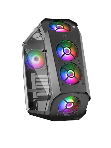 Mars Gaming MC51, Gehäuse Gaming PC ATX , Doppelt Gehärtetes Glas, 5x Lüfter RGB 12cm, Schwarz von MARSGAMING