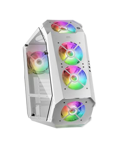 Mars Gaming MC51W, Gehäuse Gaming PC ATX , Doppelt Gehärtetes Glas, 5x Lüfter RGB 12cm, Weiß von MARSGAMING