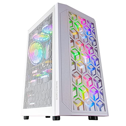 Mars Gaming MCMESHW Weiß, Gaming PC Gehäuse, Micro ATX, Total Mesh Design, 3xLüfter FRGB von Mars Gaming