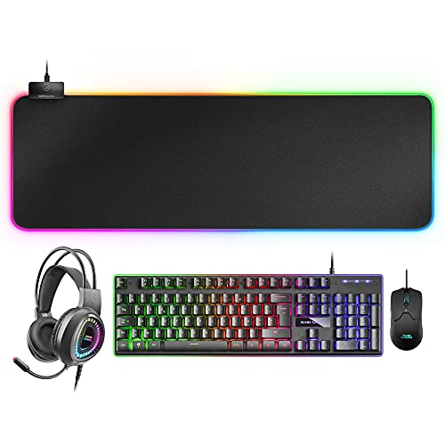 Mars Gaming MCPEXFR, Combo H-Mech Tastatur, Maus, RGB Headset & RGB XXL Mousepad, Französische Sprache von Mars Gaming