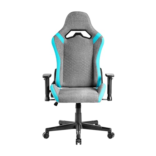 Mars Gaming MGC-PRO, Professioneller Gaming-Stuhl, Atmungsaktive Textiloberfläche, 2D-Armlehnen und 135° Verstellbare Rückenlehne, Soft-Touch Lenden- und Nackenkissen, XL-Rollen, Blau von MARSGAMING