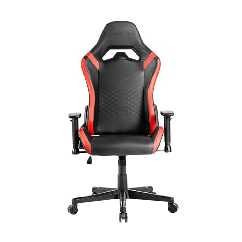 Mars Gaming MGC-PRO, Professioneller Gaming-Stuhl, PU-Leder-Oberfläche, 2D-Armlehnen und 135° Verstellbare Rückenlehne, Soft-Touch Lenden- und Nackenkissen, XL-Rollen und Klasse 4 Gasfeder, Rot von MARSGAMING