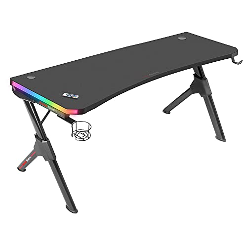 Mars Gaming MGD140RGB Schwarz, RGB Gaming Tisch 140cm, Extra Ständer, Total Mousepad von MARSGAMING