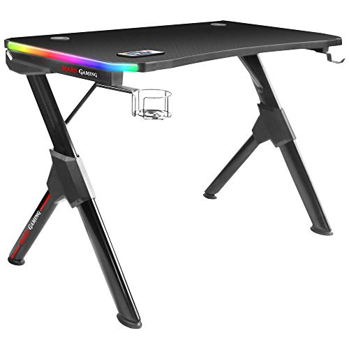 Mars Gaming MGDRGB, RGB Gaming Tisch, Headset + Flaschenständer, 110x60cm, Schwarz von MARSGAMING