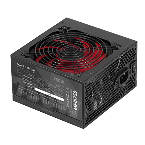 Mars Gaming MPIII750, PC ATX 750W Netzteil, 5 Jahre Garantie, 85% Wirkungsgrad, Digital APFC System, 120mm AI-RPM FDB Lüfter, DC-DC und SMD Technologien, Extralange Flachkabel, Schwarz von Mars Gaming