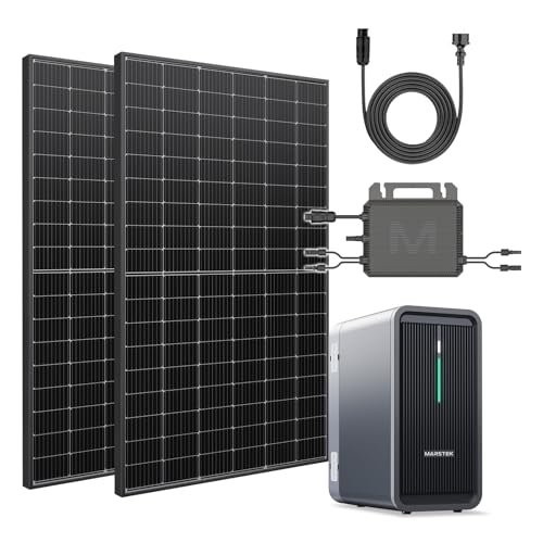 MARSTEK B2500 Balkonkraftwerk mit Speicher+2 * 500W Solarmodule800W Mikrowechselrichter+5M Betteri-Steckern, 2240Wh LiFePO4 Akku 6000 Ladezyklen, Erweiterbar auf 8960Wh, Einfache Installation von MARSTEK